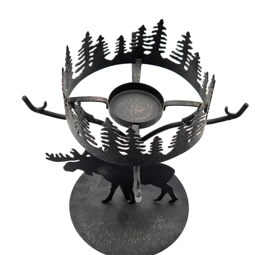 Moose Tealight Candleholder Rustic Black Metal PartyLite Farmhouse Decor‎